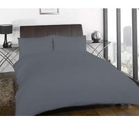 Olivia Rocco Flannelette Duvet Cover Set Plain Brushed Cotton Quilt Cover, Single Grey