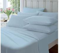 Olivia Rocco Flannelette Flat Sheet Soft Brushed Cotton Bed Sheets, Double Blue