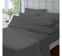 Olivia Rocco Flannelette Flat Sheet Soft Brushed Cotton Bed Sheets, Double Grey
