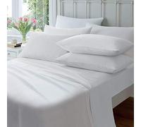 Olivia Rocco Flannelette Flat Sheet Soft Brushed Cotton Bed Sheets, Double White