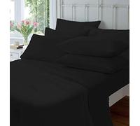 Olivia Rocco Flannelette Flat Sheet Soft Brushed Cotton Bed Sheets, Single Black