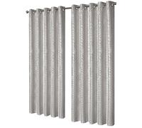 Olivia Rocco Geo Sparkle Blackout Curtains Soft Thermal Insulated Ring Top Eyelet Curtain Geometric Pattern for Living Room Bedroom Drapes Window 2 Panels Home Decor, Natural 66x54