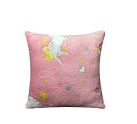 Olivia Rocco Glow In The Dark Teddy Fleece Duvet Cover Sets Soft Warm Kids Bedding Childrens Quilt Covers Set, Rainbow Unicorn Cushion 43x43cm