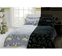 Olivia Rocco Glow In The Dark Teddy Fleece Duvet Cover Sets Soft Warm Kids Bedding Childrens Quilt Covers Set, Dinosaurs Single