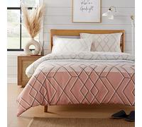 Olivia Rocco Havanna Geo Duvet Cover Set Easy Care Quilt Bedding Sets With Pillowcases Luxury Cotton Blend Reversible Ultra Soft Bed Covers, Pink Double