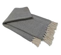 Olivia Rocco Home Throws Eco Friendly Super Soft Recycled Cotton Throw Blanket Comfortable Sustainable Perfect for Your Sofa Bed or Chair Lightweight, Tangier Charcoal 228x254 cm