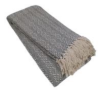 Olivia Rocco Home Throws Eco Friendly Super Soft Recycled Cotton Throw Blanket Comfortable Sustainable Perfect for Your Sofa Bed or Chair Lightweight, Casablanca Charcoal 228x254 cm