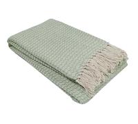 Olivia Rocco Home Throws Eco Friendly Super Soft Recycled Cotton Throw Blanket Comfortable Sustainable Perfect for Your Sofa Bed or Chair Lightweight, Marrakesh Sage Green 127x152cm