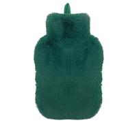 Olivia Rocco Hot Water Bottle with Luxury Super Soft Faux Fur Cover Large 2 Litre Thermotherapy Comfortable Feeling Warmer Winter Gift, Green