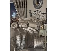 Olivia Rocco Kylie Duvet Cover Set Quilted Velvet Diamante Quilt Covers Luxury Bedding Sets, Champagne King