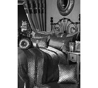 Olivia Rocco Kylie Duvet Cover Set Quilted Velvet Diamante Quilt Covers Luxury Bedding Sets, Charcoal Single