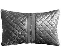 Olivia Rocco Kylie Duvet Cover Set Quilted Velvet Diamante Quilt Covers Luxury Bedding Sets, Charcoal Boudoir cushion