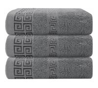 Olivia Rocco Large Gr ath Towel Super Absorbent 100% Cotton Towels Set 3 Pack Extra Bath Sheets Quick Drying Hotel Quality Bathroom Sheet 90 x 150 cm Charcoal