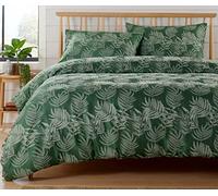 Olivia Rocco Leaf Jacquard Duvet Cover Set Cotton Blend Eco Friendly Easy Care Stylish Comforter Breathable Quilt Covers Reversible Bedding Bed Sets with Pillowcases, Emerald Green Super King
