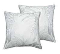 Olivia Rocco Leaf Sparkle 2 Pack Cushion Cover Decorative Scatter Modern Square Cushions Invisible Zipper for Sofa Chair Bed living room, White