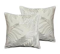 Olivia Rocco Leaf Sparkle 2 Pack Cushion Cover Decorative Scatter Modern Square Cushions Invisible Zipper for Sofa Chair Bed living room, Natural