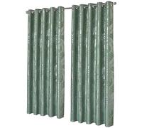 Olivia Rocco Leaf Sparkle Blackout Curtains Super Soft Thermal Insulated Ring Top Eyelet Curtain for Living Room Bedroom Drapes Window Black 2 Panels Home Decoration, Sage Green 66x90