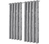 Olivia Rocco Leaf Sparkle Curtains Super Soft Thermal Insulated Ring Top Eyelet Curtain for Living Room Bedroom Drapes Window Black 2 Panels Home Decoration, Silver 66x72