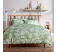 Olivia Rocco Leaves Printed Duvet Cover Set Hotel Quality Reversible Pattern Quilt Bed Cover Sets with Pillowcase, Sage Green Double