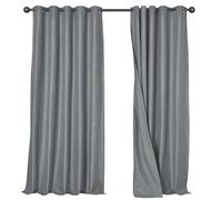 Olivia Rocco Linen Blackout Curtains Eyelet Thermal Insulated Window Drapes Noise Reducing Light Blocking for Bedroom Living Room Home Decor 2 Panel Set, Grey 66x72