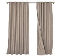 Olivia Rocco Linen Blackout Curtains Eyelet Thermal Insulated Window Drapes Noise Reducing Light Blocking for Bedroom Living Room Home Decor 2 Panel Set, Natural 66x72