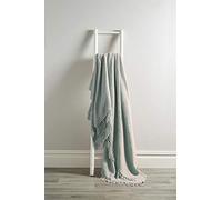 Olivia Rocco Lisbon Throw 100% Cotton Plain Honeycomb Sofa Bed Chair Cover Throws Tasselled Decorative Blanket, 127 x 152 cm (50" x 60") Silver