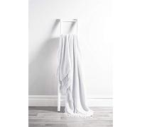 Olivia Rocco Lisbon Throw 100% Cotton Plain Honeycomb Sofa Bed Chair Cover Throws Tasselled Decorative Blanket, 127 x 152 cm (50" x 60") White