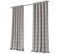 Olivia Rocco Luxe Geo Velvet Curtains Eyelet Curtain Pair Modern Geometric Pattern Soundproof Light Blocking Thermal Insulated Drapes for Bedroom Living Room, Champagne 90x90