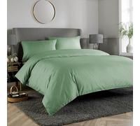 Olivia Rocco Mayfair Stripe Duvet Cover Set Easy Care Satin Stripes Comforter Reversible Bedding Quilt Covers With Pillowcases, King Sage Green