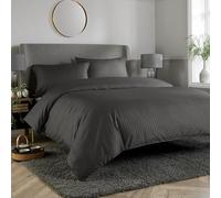 Olivia Rocco Mayfair Stripe Duvet Cover Set Easy Care Satin Stripes Comforter Reversible Bedding Quilt Covers With Pillowcases, Double Grey