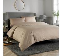 Olivia Rocco Mayfair Stripe Duvet Cover Set Easy Care Satin Stripes Comforter Reversible Bedding Quilt Covers With Pillowcases, Double Natural