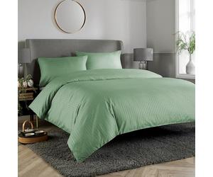 Olivia Rocco Mayfair Stripe Duvet Cover Set Easy Care Satin Stripes Comforter Reversible Bedding Quilt Covers With Pillowcases, King Sage Green