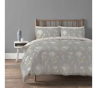 Olivia Rocco Meadow Duvet Cover Set Easy Care Quilt Bedding Sets with Pillow Cases Cotton Rich Super Soft Printed Floral Bed linen, Meadow Grey Double