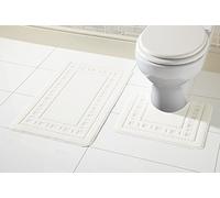 Olivia Rocco Miami 2 Piece Bath Mat & Pedestal Set, Non Slip Bathroom Set (Cream)