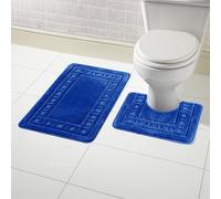 Olivia Rocco Miami 2 Piece Bath Mat & Pedestal Set, Non Slip Bathroom Set (Royal Blue)