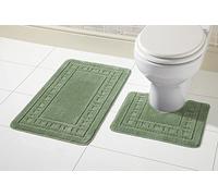 Olivia Rocco Miami Luxury 2pc Bath & Pedestal Mat Sets Non Slip Water Absorbent Bathroom Rugs (Green)