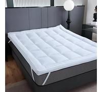 Olivia Rocco Microfibre Mattress Topper 4 Inch/10cm Heavy Fill Extra Deep Super Soft Strong Elastic Band Anti-Allergy Bed Topper for Extra Comfort, Double