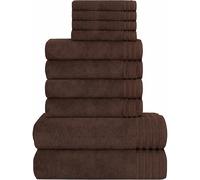 Olivia Rocco Monaco 10 Piece Bathroom Towels Bale Set - Premium Quality Water Absorbent Towel, 4 Face 4 Hand 2 Bath Towel, 500 GSM Washable Towels Set (Chocolate)