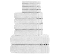 Olivia Rocco Monaco 10 Piece Bathroom Towels Bale Set - Premium Quality Water Absorbent Towel, 4 Face 4 Hand 2 Bath Towel, 500 GSM Washable Towels Set, White
