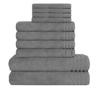 Olivia Rocco Monaco 10 Piece Bathroom Towels Bale Set - Premium Quality Water Absorbent Towel, 4 Face 4 Hand 2 Bath Towel, 500 GSM Washable Towels Set (Grey)