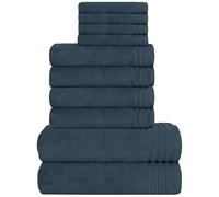 Olivia Rocco Monaco 10 Piece Bathroom Towels Bale Set - Premium Quality Water Absorbent Towel, 4 Face 4 Hand 2 Bath Towel, 500 GSM Washable Towels Set, Slate Blue