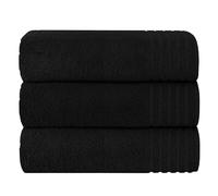 Olivia Rocco Monaco 3 Pack Bath Sheets Highly Absorbent Premium Quality 100% Cotton Large Towel Set Extra Soft Quick Dry Large Towels Bath Sheet 500 GSM Washable Towels (Black)