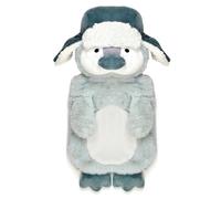 Olivia Rocco Novelty Animal Hot Water Bottle, Fluffy Hot Water Bottles with Cover for Kids Or Adults, 1L Natural Rubber Hot Water Bag for Long Lasting Heat (Penguin Trapper)