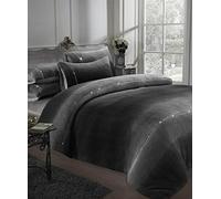 Olivia Rocco Ombre Teddy Duvet Cover Set Super Soft Warm Diamante Thermal Fleece Sherpa Quilt Covers, Single Grey