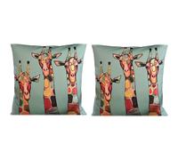 Olivia Rocco Pack of 2 Waterproof Cushion Cover Outdoor Garden Breathable Decorative Cushions Covers for Patio Bench Sofa Furniture Indoor Living Room Bed Chair Scatter (Giraffe, 43 x 43 cm)
