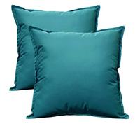 Olivia Rocco Pack of 2 Waterproof Cushion Cover Outdoor Garden Breathable Decorative Cushions Covers for Patio Bench Sofa Furniture Indoor Living Room Bed Chair Scatter, 43 x 43 cm Teal