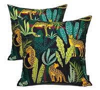 Olivia Rocco Pack of 2 Waterproof Cushion Cover Outdoor Garden Decorative Cushions Covers for Patio Bench Sofa Furniture Indoor Living Room Bed Chair Scatter (Safari, 43 x 43 cm)