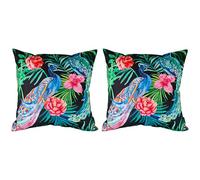 Olivia Rocco Pack of 2 Waterproof Cushion Cover Outdoor Garden Decorative Cushions Covers for Patio Bench Sofa Furniture Indoor Living Room Bed Chair Scatter (Peacock, 43 x 43 cm)