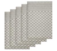 Olivia Rocco Pack Of 5 Kitchen Tea Towels Large 100% Cotton Commercial Grade Check Pattern Lint Free Hotel Quality Dish Cloth Towel Super Absorbent Quick Dry, Natural