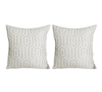 Olivia Rocco Paris Cushion Covers 2 Pack Decorative Scatter Cushion Modern Square Cushions Invisible Zipper for Sofa Bed living room, Natural 43 x 43 cm